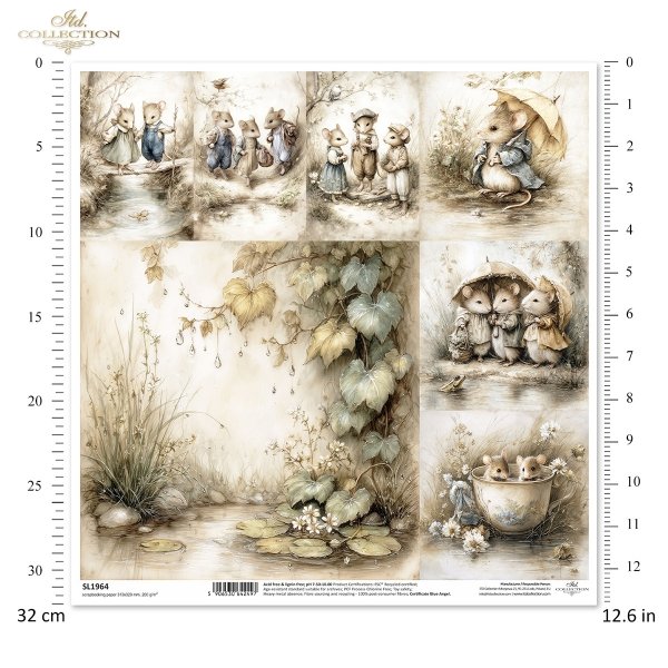 Myszki, sielanka, akwarela, retro, las, natura*Mice, idyll, watercolour, retro, forest, nature*Mäuse, Idylle, Aquarell, Retro, Wald, Natur*Ratones, idilio, acuarela, retro, bosque, naturaleza