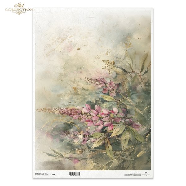 dekoracyjne wzory, motywy kwiatowe, bukiet kwiatów, Ogród Muz, Garden of Muses * Mulberry decoupage paper FPA1005, decorative patterns, floral motifs, bouquet of flowers, Garden of Muses *Seria Garden of Muses