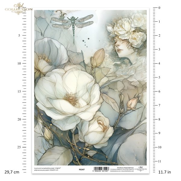 dekoracyjne wzory, motywy kwiatowe, bukiet kwiatów, Ogród Muz, Garden of Muses * Mulberry decoupage paper FPA1005, decorative patterns, floral motifs, bouquet of flowers, Garden of Muses *Seria Garden of Muses