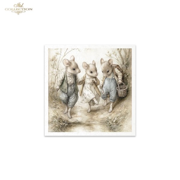Myszki, sielanka, akwarela, retro, las, natura*Mice, idyll, watercolour, retro, forest, nature*Mäuse, Idylle, Aquarell, Retro, Wald, Natur*Ratones, idilio, acuarela, retro, bosque, naturaleza