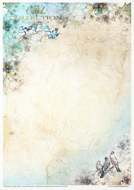 Zestaw kreatywny na papierze ryżowym - Lato w kolorze niebieskim * Creative set on rice paper - Summertime in blue