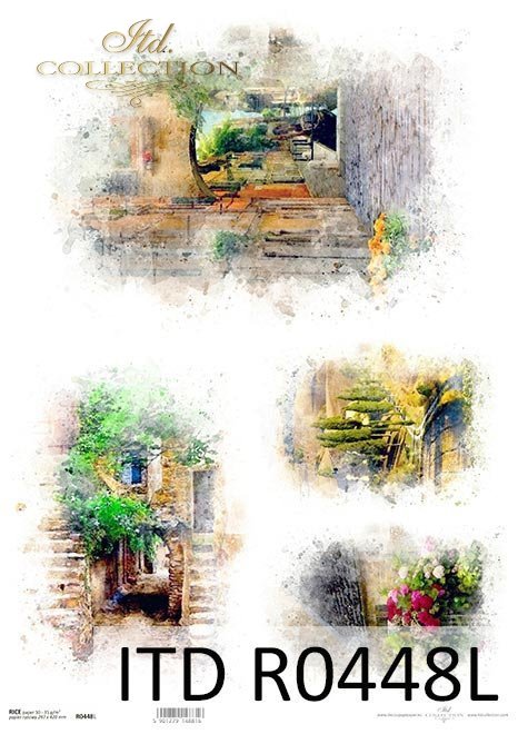 Akwarele, romantyczne zakątki, wiejskie widoczki, domek w kwiatach * Watercolors, romantic nooks, rural vistas, a house in flowers