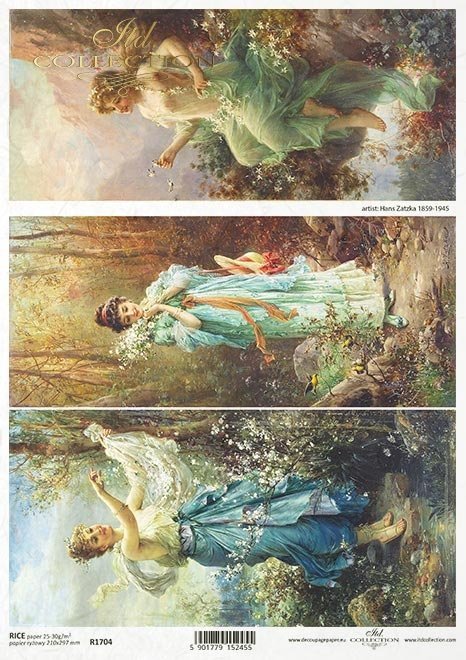 Malarstwo - Hans Zatzka (1859-1945)*Kobieta, kobiety, dama, wiosna, przyjaciółki, znajome, wolne chwile, Vintage, retro