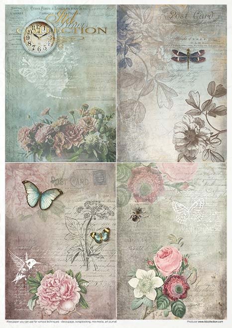 Zestaw kreatywny na papierze ryżowym - styl Vintage*Creative set on rice paper - Vintage style