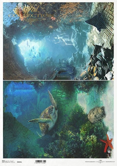 Seria The Search for Atlantis, żółw morski, płaszczka, rafa koralowa*Series - The Search for Atlantis, sea turtle, stingray, coral reef*Serie &quot;Die Suche nach Atlantis&quot;, Meeresschildkröte, Stachelrochen, Korallenriff*Serie La Búsqueda de la Atlán