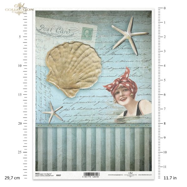 motywy marynistyczn, lato, wakacje, kobieta, kobiety, muszla, rozgwiazda, list, pocztówka, paski, R937, maritime motifs, summer, holiday, woman, women, shell, starfish, letter, postcard, stripes, Maritime Motive, Sommer, Urlaub, Frau, Frauen, Muschel, See