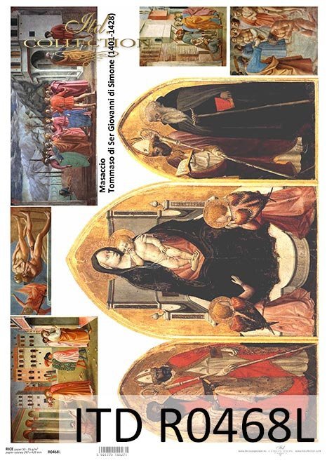 Reispapier mit Ikonen, religiöse Bilder - Masaccio*Reispapier mit Ikonen, religiöse Bilder - Masaccio*Рисовая бумага с иконами, религиозные изображения - Масаччо