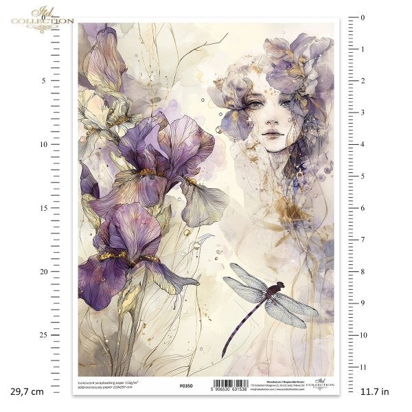 dekoracyjne wzory, motywy kwiatowe, bukiet kwiatów, Ogród Muz, Garden of Muses * Mulberry decoupage paper FPA1005, decorative patterns, floral motifs, bouquet of flowers, Garden of Muses *Seria Garden of Muses