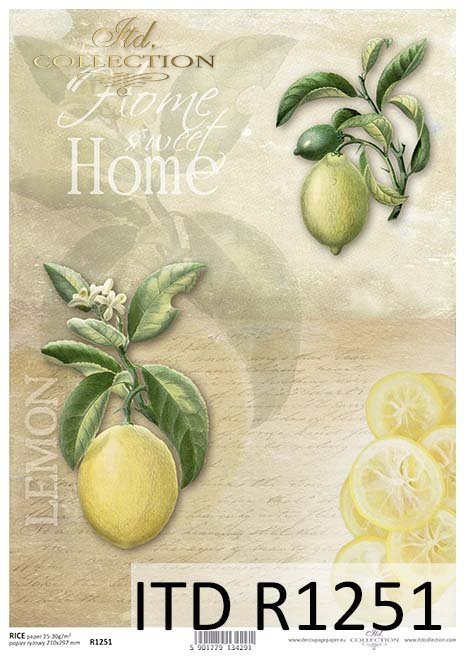 papier decoupage owoce, cytryny*Paper decoupage fruits, lemons
