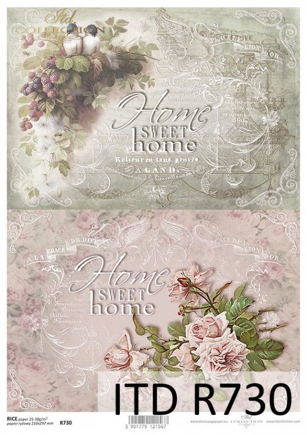Vintage, kwiaty, róże, róża, Home Sweet Home, R730