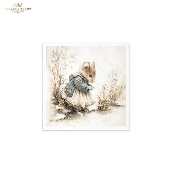 Myszki, sielanka, akwarela, retro, las, natura*Mice, idyll, watercolour, retro, forest, nature*Mäuse, Idylle, Aquarell, Retro, Wald, Natur*Ratones, idilio, acuarela, retro, bosque, naturaleza