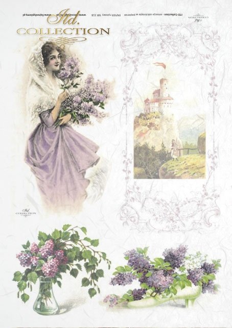flower, flowers, lilac, lilac flowers, without, castle, woman, lady, dress, window,