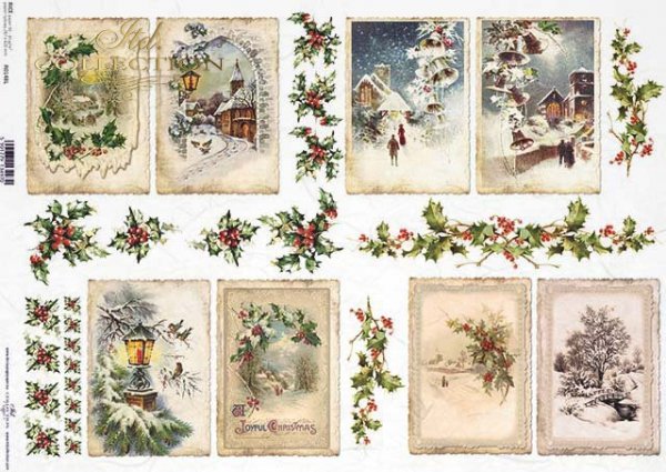 Navidad, invierno imágenes enmarcadas, acebo*Weihnachten, Winter gerahmte Bilder, Stechpalme*Рождество, зимние обрамленные картины, падуб