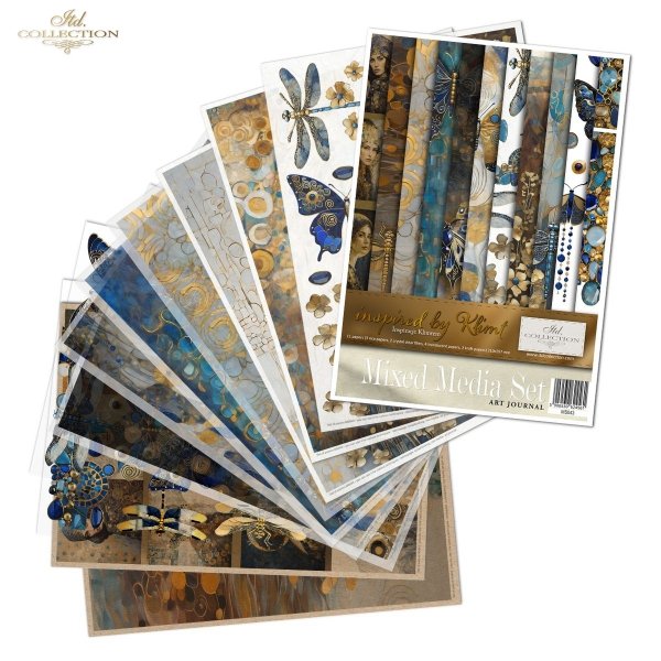Inspired by Klimt - women, gold, decorative patterns, dragonflies, butterflies, precious stones, mosaics, Art Nouveau motifs