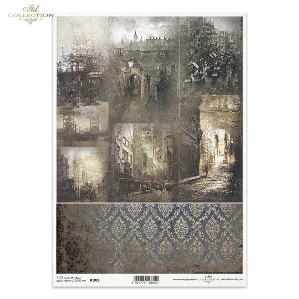 Seria Gothic Stories - Gotyckie opowieści, miasto, ulica, uliczka, brama, noc, retro, ornament, dekor, city, street, alley, gate, night, retro, ornament, decor, Stadt, Straße, Gasse, Tor, Nacht, Retro, Ornament, Dekor, ciudad, calle