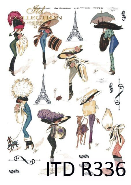moda, Paryż, dawna Francja, vintage, kapelusz, kapelusze, żart, kwiaty, R336
