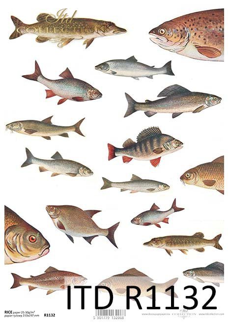papier decoupage ryby*Paper decoupage fish