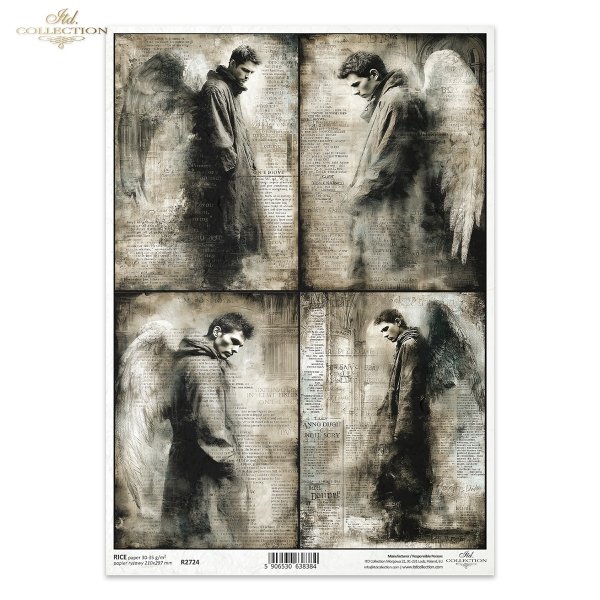 anioły, męskie postacie, skrzydła, melancholia, gotyk, vintage, postarzany papier, mroczne portrety