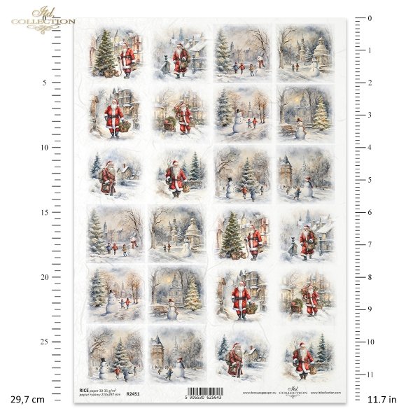 zimowe widoczki, Święty Mikołaj, dzieci, bałwany*winter views, Father Christmas, children, snowmen*vistas invernales, Papá Noel, niños, muñecos de nieve