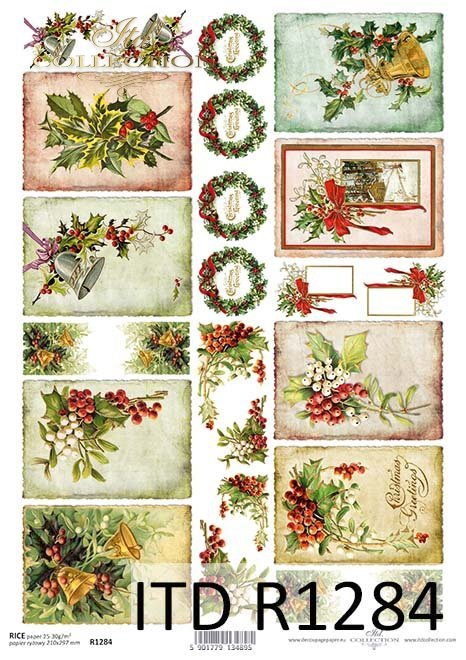 Tagi Vintage, świąteczne kompozycje w ramkach, wianki*Vintage tags, festive frame compositions, wreaths