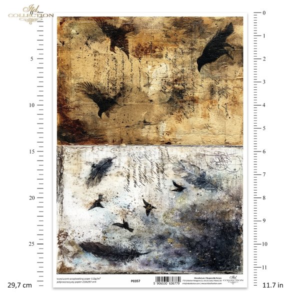 Ptaki, kruki, wrony, pióra, styl vintage, kolaż, akwarele*Birds, ravens, crows, feathers, vintage style, collage, watercolors