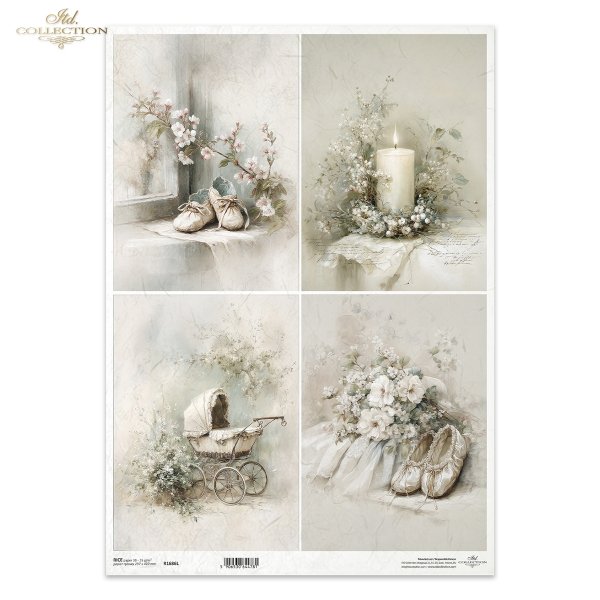 styl vintage, sepia, pastele, chrzest, kwiaty,buciki, wózek, świeca, elegancja, delikatność