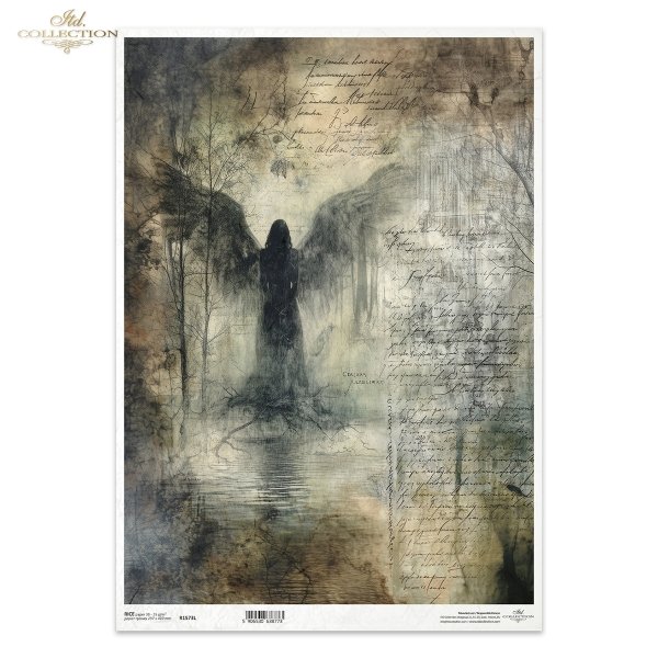 anioł, mroczne skrzydła, woda, nagie drzewa, gotycka architektura, mgła, vintage, melancholia, fantasy*angel, dark wings, water, bare trees, gothic architecture, fog, vintage, melancholy, fantasy