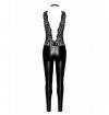 F298 Libido Deep-V catsuit with collar and pearl chain M