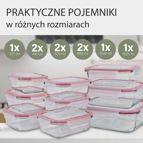 Szklane pojemniki do przechowywania żywności 9x Classbach C-FHD 4011 G