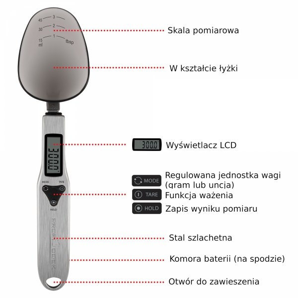 Cyfrowa łyżka, precyzyjna waga ProfiCook PC-LW 1214