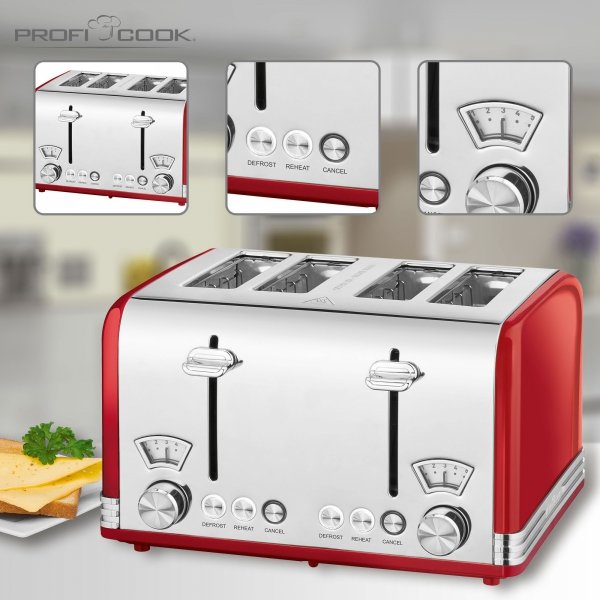 Toster na 4 kromki ProfiCook PC-TA 1194 czerwony