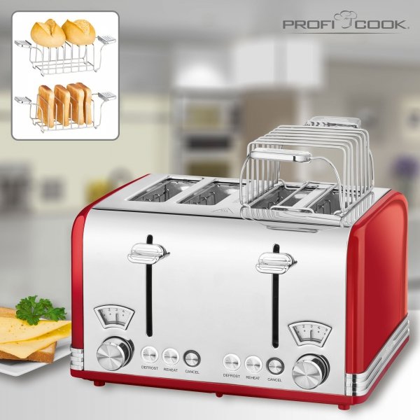 Toster na 4 kromki ProfiCook PC-TA 1194 czerwony