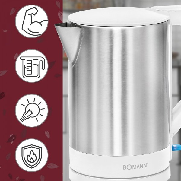 Czajnik elektryczny bezprzewodowy 1,5L Bomann WKS 3002 CB (biały)