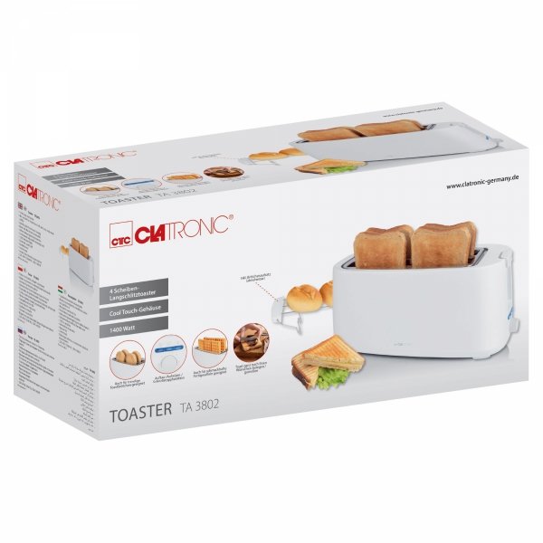 Toster na 4 kromki Clatronic TA 3802 (biały)