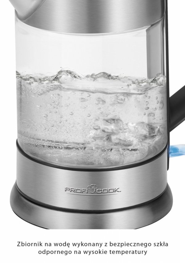 Czajnik elektryczny szklany bezprzewodowy 1,5L ProfiCook PC-WKS 1107 G