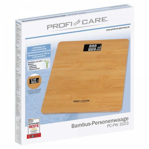 Bambusowa waga łazienkowa ProfiCare PC-PW 3103