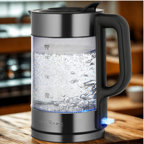 Czajnik elektryczny szklany 1.7 L ProfiCook PC-WKS 1322 G (ciemny inox)