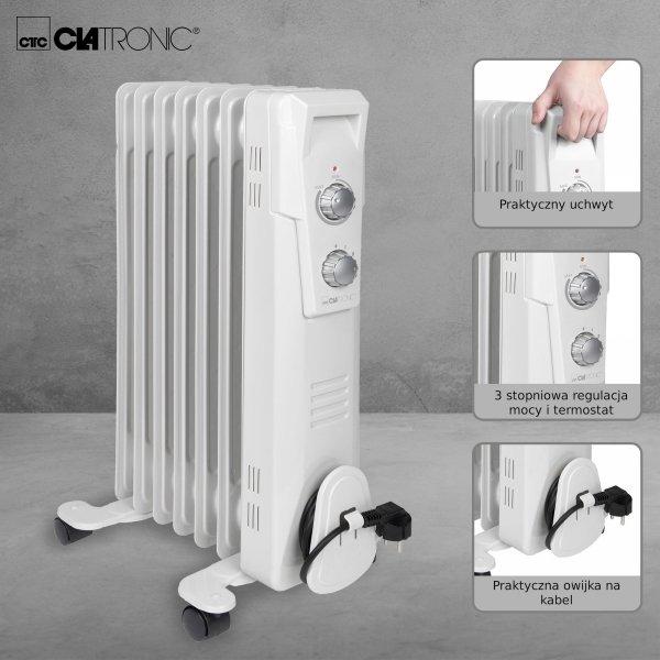 Grzejnik olejowy elektryczny 7 żebrowy 1500 W Clatronic RA 3735