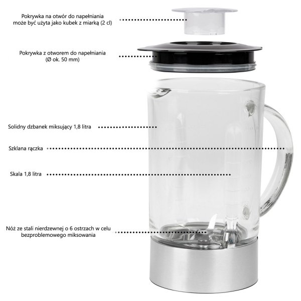 Blender kielichowy do koktajli, mikser uniwersalny ProfiCook PC-UM 1006