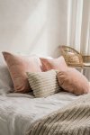Cream-Pink Set of 5 Decorative Bedroom Pillows Cord