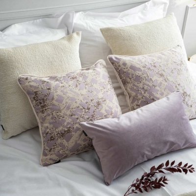 Lilac-cream set of 5 decorative pillows for the bedroom
