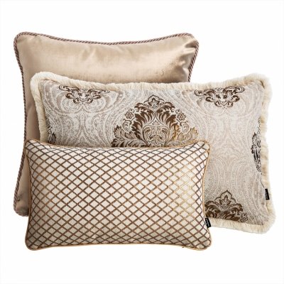Cream Set of 3 Decorative Pillows Aurum