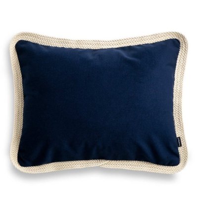 Tesse Navy Blue Decorative Pillow with Beige Braiding 50x40