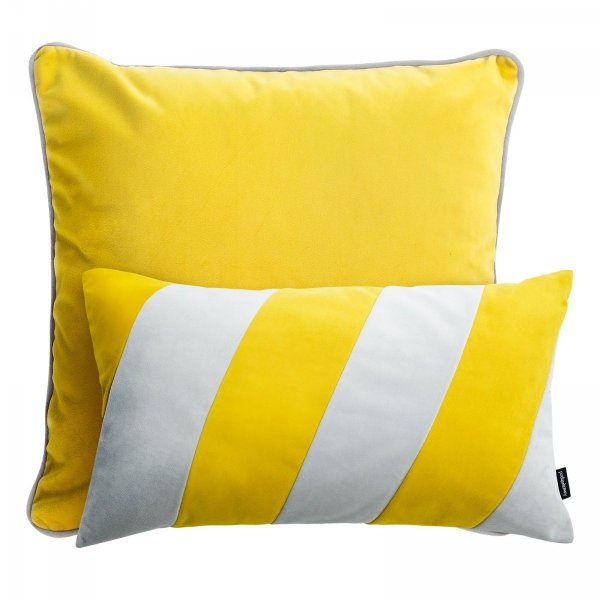 Gelbes Dekokissen-Set Duo + Stripes