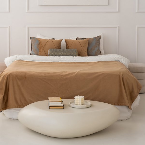 Mint-Beige Set aus dekorativen Kissen für das Schlafzimmer, Queen + Touch.