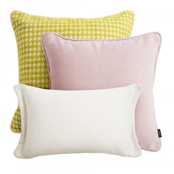 Yellow-pink set of decorative pillows