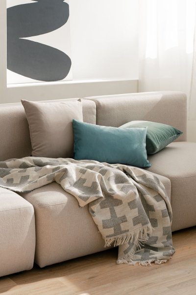 Gray-Mint Velvet Pillow Set