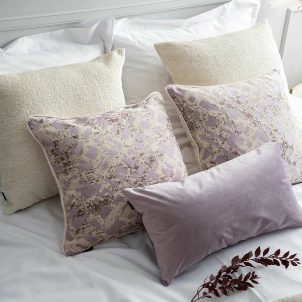 Lilac-cream set of 5 decorative pillows for the bedroom