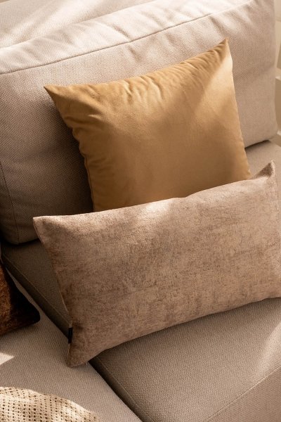 Beige Decorative Pillow Set Velvet + Stone