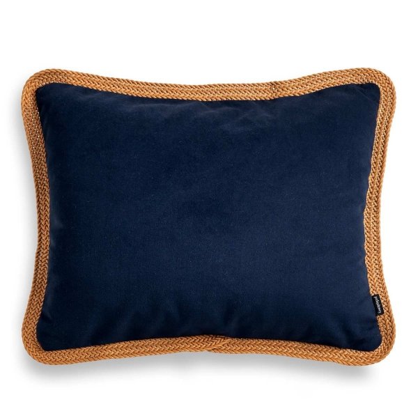 Tesse navy blue decorative pillow with red braiding 50x40